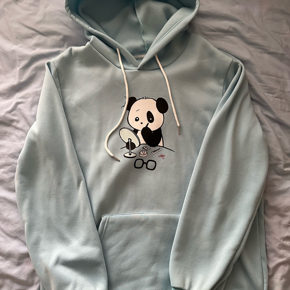 SHEIN Light Blue Panda Hoodie - Extra Large